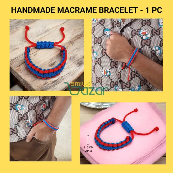 Handmade__Bracelet_Adjustable_Wristband_Bracelet_Friendship_Band_For_Women_And_Men_Skin_Friendly_-_Blue_And_Red