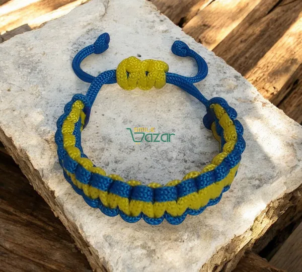 HANDMADE__BRACELET_ADJUSTABLE_WRISTBAND_BRACELET_FRIENDSHIP_BAND_FOR_WOMEN_AND_MEN_SKIN_FRIENDLY_-_BLUE_AND_YELLOW
