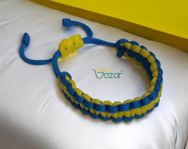 HANDMADE__BRACELET_ADJUSTABLE_WRISTBAND_BRACELET_FRIENDSHIP_BAND_FOR_WOMEN_AND_MEN_SKIN_FRIENDLY_-_BLUE_AND_YELLOW