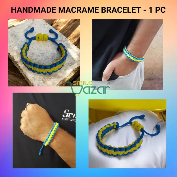 HANDMADE__BRACELET_ADJUSTABLE_WRISTBAND_BRACELET_FRIENDSHIP_BAND_FOR_WOMEN_AND_MEN_SKIN_FRIENDLY_-_BLUE_AND_YELLOW