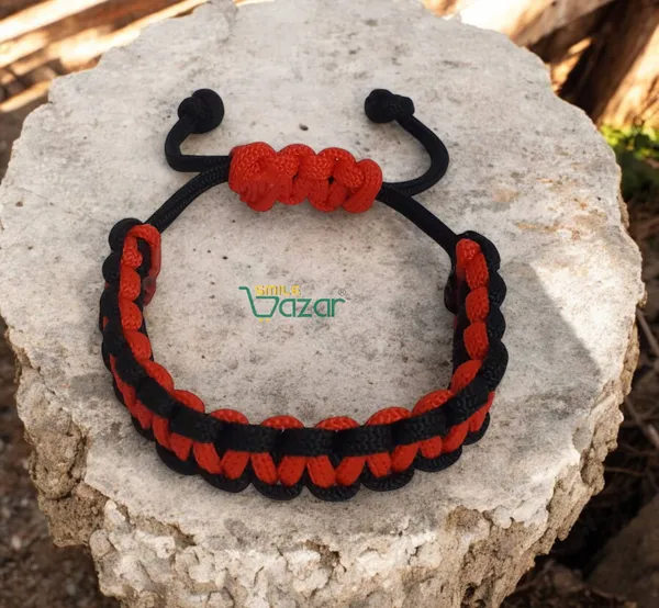 HANDMADE__BRACELET_ADJUSTABLE_WRISTBAND_BRACELET_FRIENDSHIP_BAND_FOR_WOMEN_AND_MEN_SKIN_FRIENDLY_-_RED_AND_BLACK