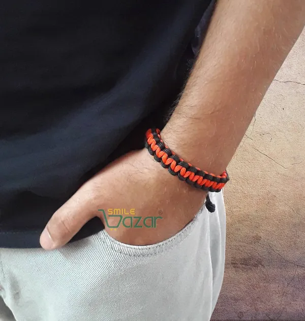 HANDMADE__BRACELET_ADJUSTABLE_WRISTBAND_BRACELET_FRIENDSHIP_BAND_FOR_WOMEN_AND_MEN_SKIN_FRIENDLY_-_RED_AND_BLACK