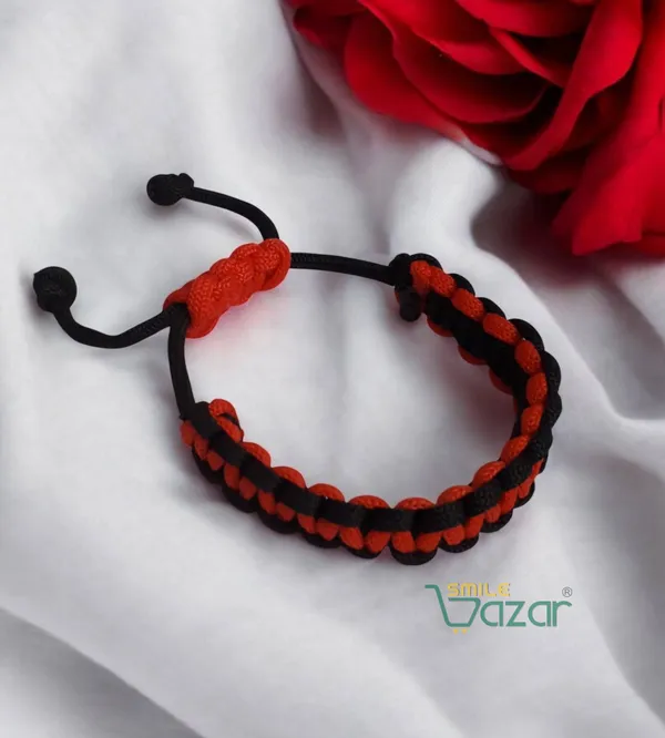 HANDMADE__BRACELET_ADJUSTABLE_WRISTBAND_BRACELET_FRIENDSHIP_BAND_FOR_WOMEN_AND_MEN_SKIN_FRIENDLY_-_RED_AND_BLACK