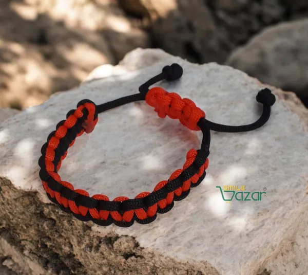 HANDMADE__BRACELET_ADJUSTABLE_WRISTBAND_BRACELET_FRIENDSHIP_BAND_FOR_WOMEN_AND_MEN_SKIN_FRIENDLY_-_RED_AND_BLACK