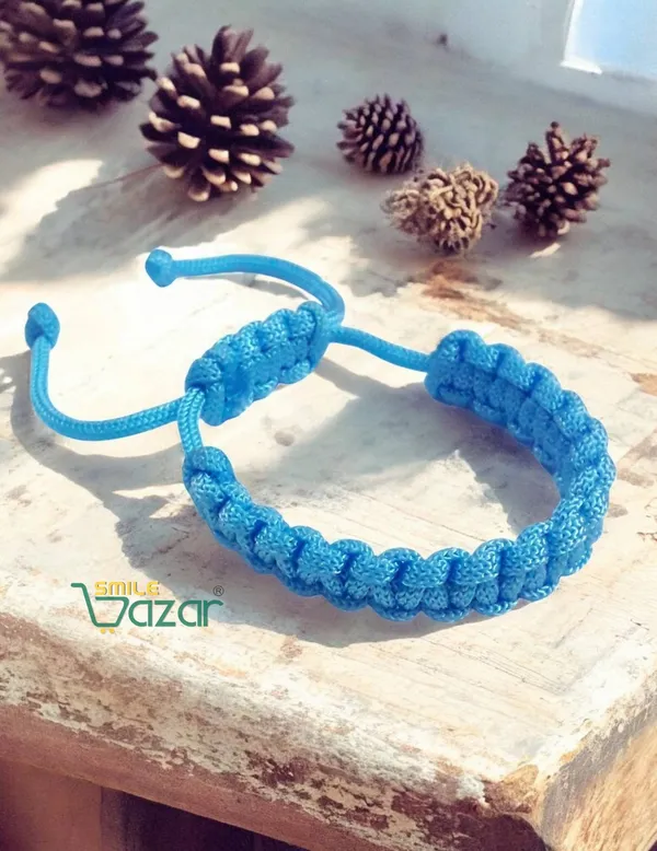 HANDMADE__BRACELET_ADJUSTABLE_WRISTBAND_BRACELET_FRIENDSHIP_BAND_FOR_WOMEN_AND_MEN_SKIN_FRIENDLY_-_SKY_BLUE