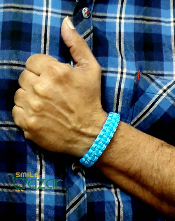 HANDMADE__BRACELET_ADJUSTABLE_WRISTBAND_BRACELET_FRIENDSHIP_BAND_FOR_WOMEN_AND_MEN_SKIN_FRIENDLY_-_SKY_BLUE