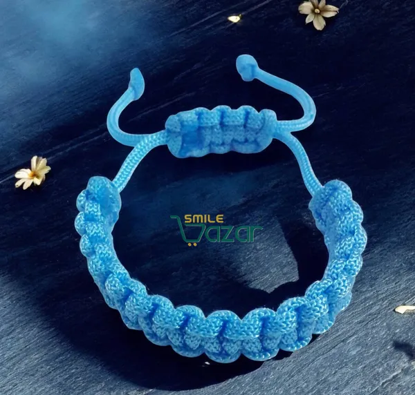 HANDMADE__BRACELET_ADJUSTABLE_WRISTBAND_BRACELET_FRIENDSHIP_BAND_FOR_WOMEN_AND_MEN_SKIN_FRIENDLY_-_SKY_BLUE
