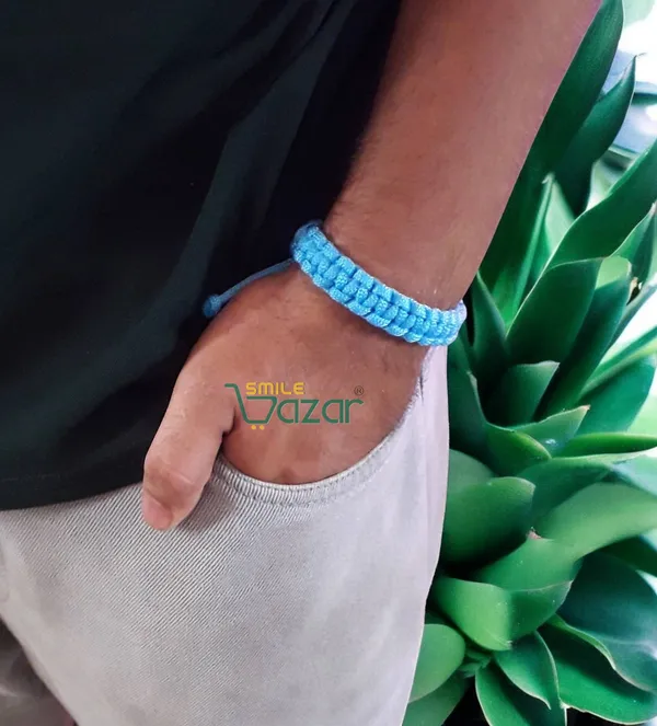 HANDMADE__BRACELET_ADJUSTABLE_WRISTBAND_BRACELET_FRIENDSHIP_BAND_FOR_WOMEN_AND_MEN_SKIN_FRIENDLY_-_SKY_BLUE