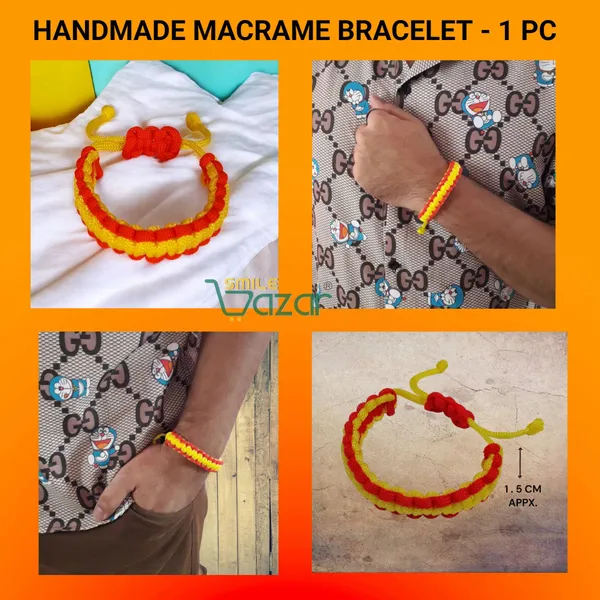 Handmade__Bracelet_Adjustable_Wristband_Bracelet_Friendship_Band_For_Women_And_Men_Skin_Friendly_-_Yellow_And_Red
