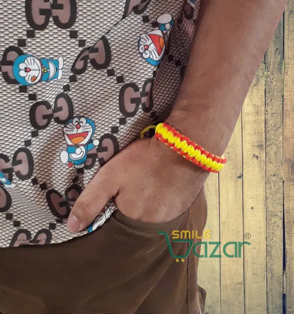 Handmade__Bracelet_Adjustable_Wristband_Bracelet_Friendship_Band_For_Women_And_Men_Skin_Friendly_-_Yellow_And_Red