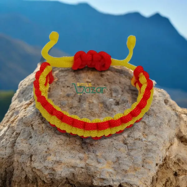 Handmade__Bracelet_Adjustable_Wristband_Bracelet_Friendship_Band_For_Women_And_Men_Skin_Friendly_-_Yellow_And_Red