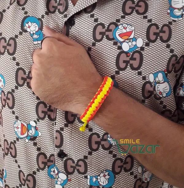 Handmade__Bracelet_Adjustable_Wristband_Bracelet_Friendship_Band_For_Women_And_Men_Skin_Friendly_-_Yellow_And_Red