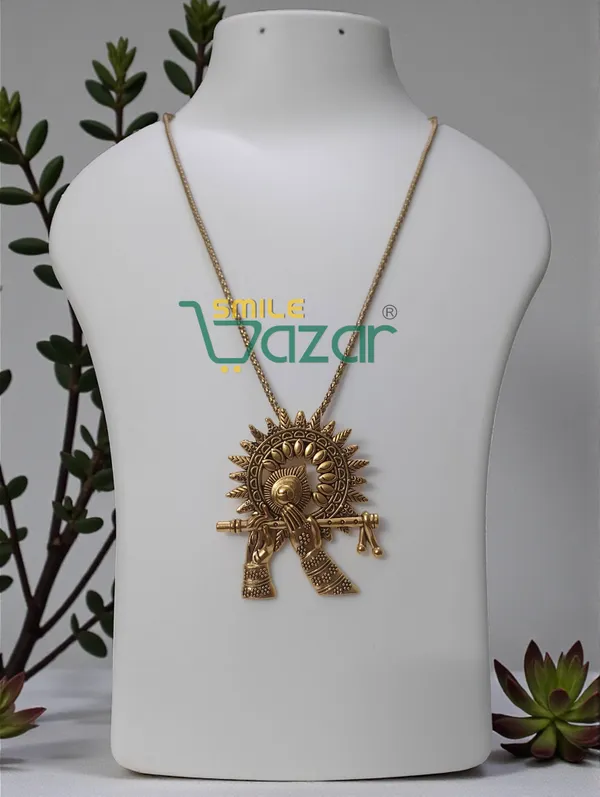 Handcrafted_Oxidised_Golden_Flute_Pendant_Necklace_–_Stylish_Artificial_Jewellery_for_Women_-_1_PC