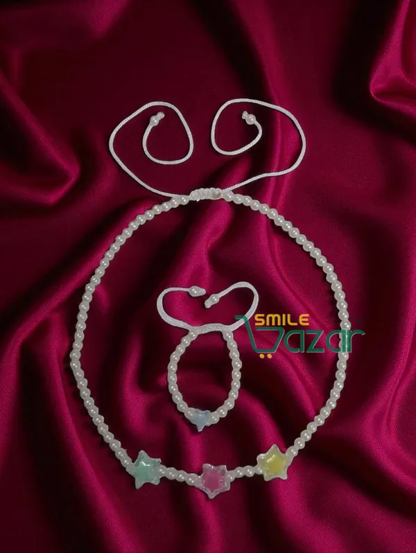 Handmade_Adjustable_Lovely_Kids_Girl's_Beaded_Necklace_&_Bracelet_Sets_Princess_for_Kids_Girl's_Necklace_and_Bracelet_Girl's_Gift__Jewellery__for_Princess__-_WHITE