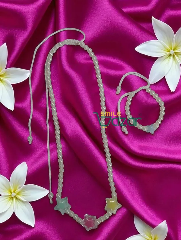Handmade_Adjustable_Lovely_Kids_Girl's_Beaded_Necklace_&_Bracelet_Sets_Princess_for_Kids_Girl's_Necklace_and_Bracelet_Girl's_Gift__Jewellery__for_Princess__-_WHITE