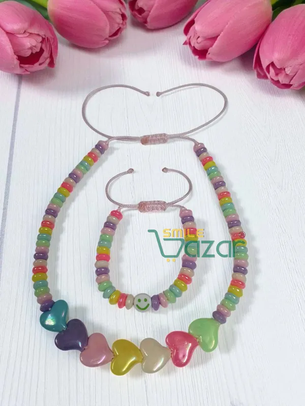 Handmade_Adjustable_Lovely_Kids_Girl's_Beaded_Necklace_&_Bracelet_Sets_Princess_for_Kids_Girl's_Necklace_and_Bracelet_Girl's_Gift__Jewelry__for_Princess__-_MULTICOLOR