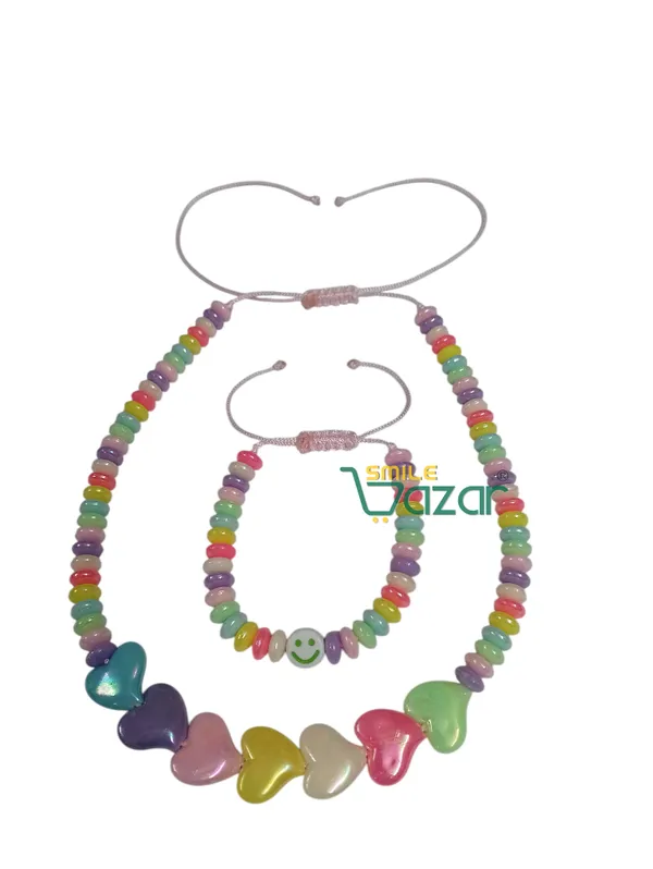 Handmade_Adjustable_Lovely_Kids_Girl's_Beaded_Necklace_&_Bracelet_Sets_Princess_for_Kids_Girl's_Necklace_and_Bracelet_Girl's_Gift__Jewelry__for_Princess__-_MULTICOLOR