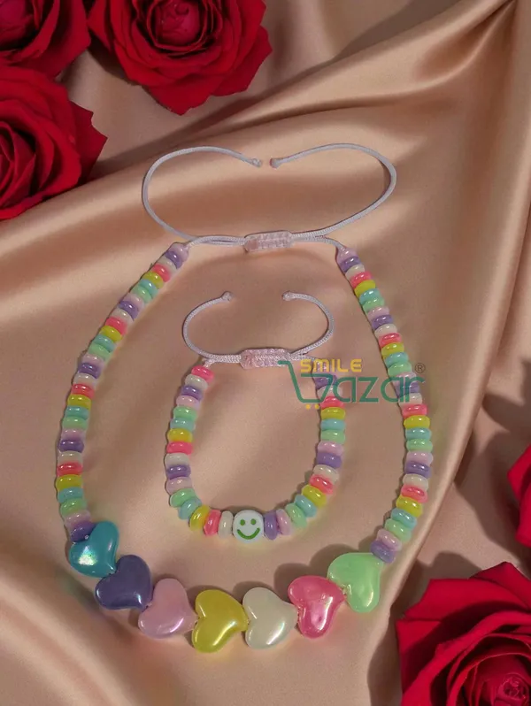 Handmade_Adjustable_Lovely_Kids_Girl's_Beaded_Necklace_&_Bracelet_Sets_Princess_for_Kids_Girl's_Necklace_and_Bracelet_Girl's_Gift__Jewelry__for_Princess__-_MULTICOLOR