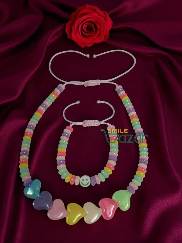 Handmade_Adjustable_Lovely_Kids_Girl's_Beaded_Necklace_&_Bracelet_Sets_Princess_for_Kids_Girl's_Necklace_and_Bracelet_Girl's_Gift__Jewelry__for_Princess__-_MULTICOLOR