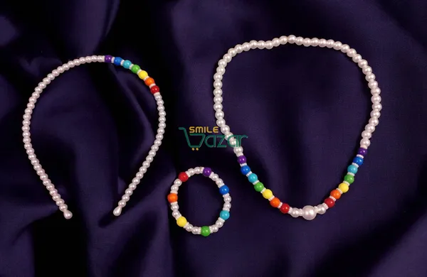 Handmade_Stretchable_Lovely_Kids_/_Girls_Beaded_Necklace_,_Bracelet_&_Hairband_Sets__For_Princess_Girls_Gift__Jewellery_-_Multi_Color