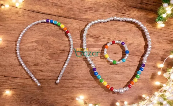 Handmade_Stretchable_Lovely_Kids_/_Girls_Beaded_Necklace_,_Bracelet_&_Hairband_Sets__For_Princess_Girls_Gift__Jewellery_-_Multi_Color