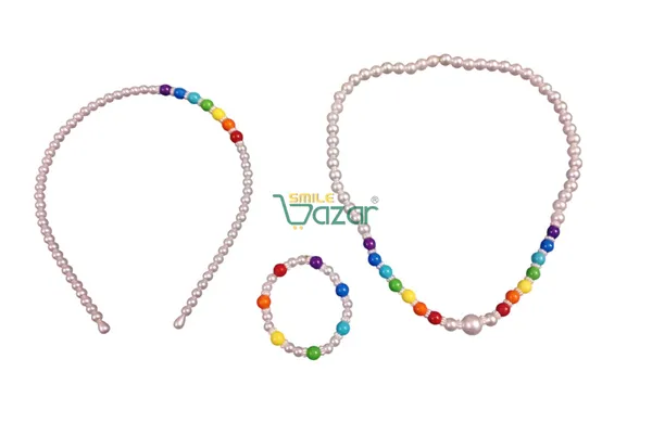 Handmade_Stretchable_Lovely_Kids_/_Girls_Beaded_Necklace_,_Bracelet_&_Hairband_Sets__For_Princess_Girls_Gift__Jewellery_-_Multi_Color