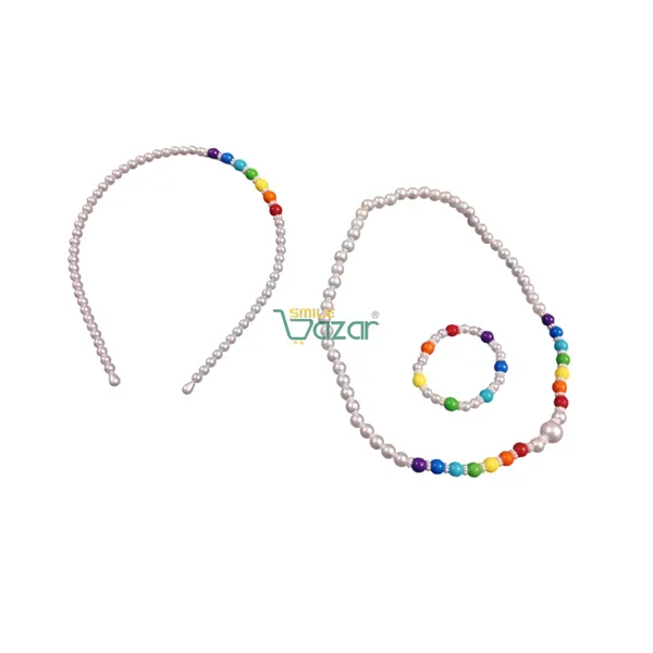 Handmade_Stretchable_Lovely_Kids_/_Girls_Beaded_Necklace_,_Bracelet_&_Hairband_Sets__For_Princess_Girls_Gift__Jewellery_-_Multi_Color