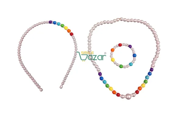 Handmade_Stretchable_Lovely_Kids_/_Girls_Beaded_Necklace_,_Bracelet_&_Hairband_Sets__For_Princess_Girls_Gift__Jewellery_-_Multi_Color