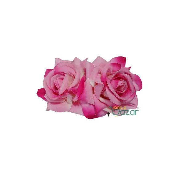 LIGHT_PINK_Rose_Bridal_Hair_Pin_Bun_Pin_Accessories_/_Fancy_Golden_Juda_Pins_with_Artificial_Big_Size_Rose_Hair_Pin_for_Women_and_Girls_hair_pins_for_women_wedding_-_Set_of_2_PCs