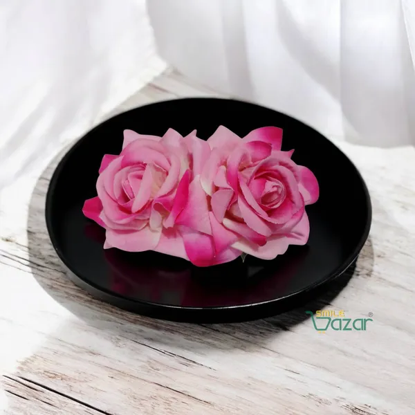 LIGHT_PINK_Rose_Bridal_Hair_Pin_Bun_Pin_Accessories_/_Fancy_Golden_Juda_Pins_with_Artificial_Big_Size_Rose_Hair_Pin_for_Women_and_Girls_hair_pins_for_women_wedding_-_Set_of_2_PCs