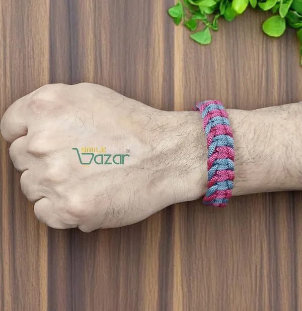 MAGENTA_GREY_-_HANDMADE__BRACELET_ADJUSTABLE_WRISTBAND_BRACELET_FRIENDSHIP_BAND_FOR_WOMEN_AND_MEN_SKIN_FRIENDLY