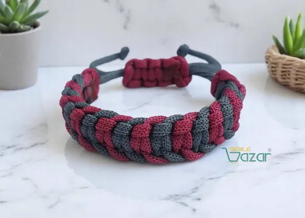 MAGENTA_GREY_-_HANDMADE__BRACELET_ADJUSTABLE_WRISTBAND_BRACELET_FRIENDSHIP_BAND_FOR_WOMEN_AND_MEN_SKIN_FRIENDLY