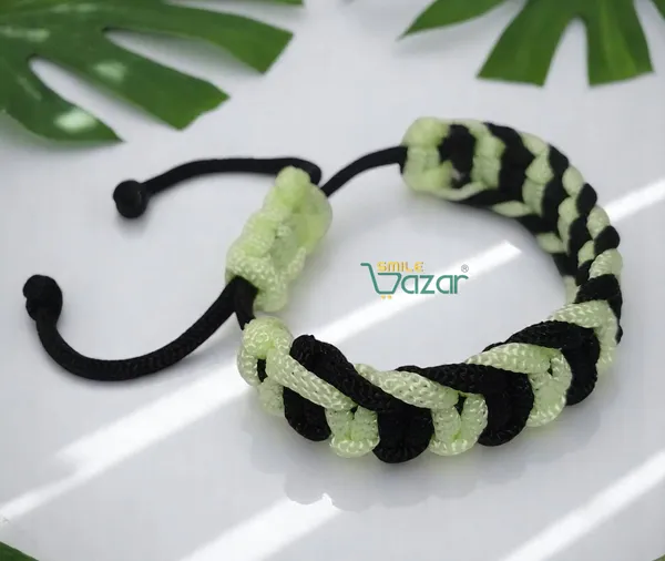 NEON_GREEN_&_BLACK_HANDMADE__BRACELET_ADJUSTABLE_WRISTBAND_BRACELET_FRIENDSHIP_BAND_FOR_WOMEN_AND_MEN_SKIN_FRIENDLY