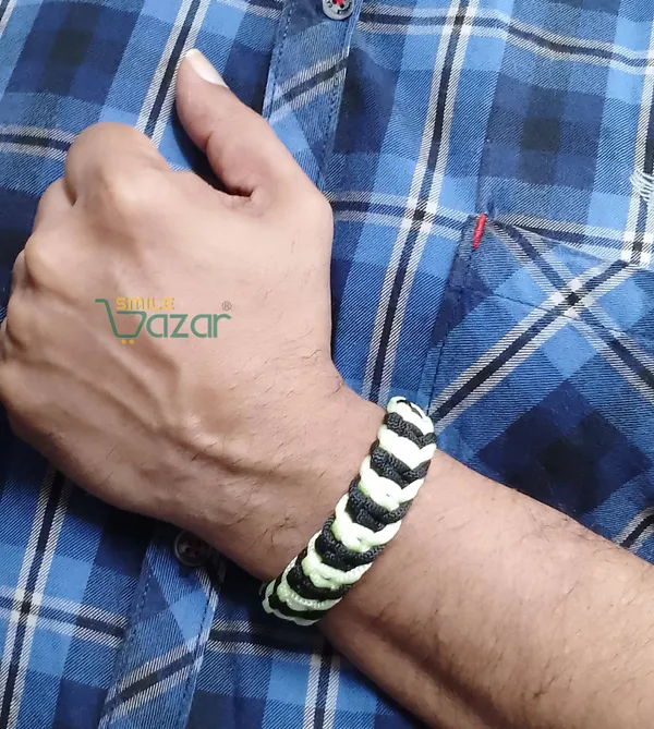 NEON_GREEN_&_BLACK_HANDMADE__BRACELET_ADJUSTABLE_WRISTBAND_BRACELET_FRIENDSHIP_BAND_FOR_WOMEN_AND_MEN_SKIN_FRIENDLY