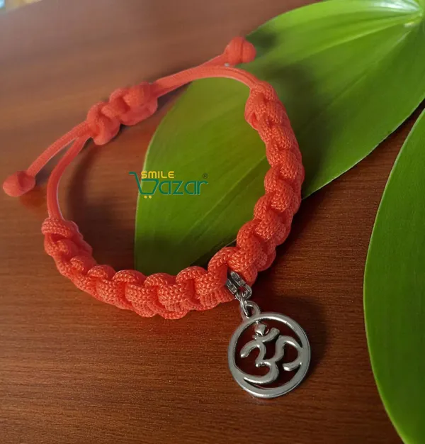 ORANGE_HANDMADE_OM_CHARM_MACRAME_BRACELET_ADJUSTABLE_WRISTBAND_BRACELET_FRIENDSHIP_BAND_FOR_WOMEN_AND_MEN_SKIN_FRIENDLY