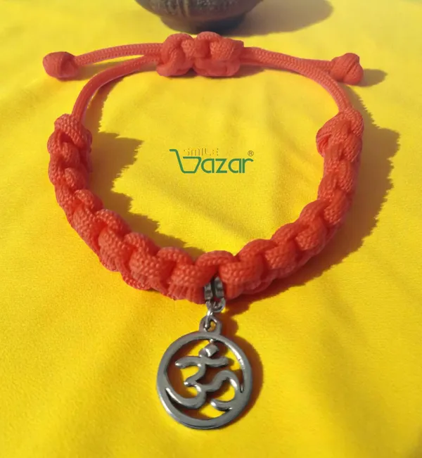 ORANGE_HANDMADE_OM_CHARM_MACRAME_BRACELET_ADJUSTABLE_WRISTBAND_BRACELET_FRIENDSHIP_BAND_FOR_WOMEN_AND_MEN_SKIN_FRIENDLY