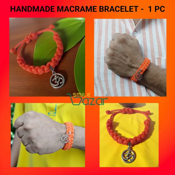 ORANGE_HANDMADE_OM_CHARM_MACRAME_BRACELET_ADJUSTABLE_WRISTBAND_BRACELET_FRIENDSHIP_BAND_FOR_WOMEN_AND_MEN_SKIN_FRIENDLY