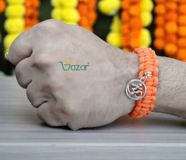 ORANGE_HANDMADE_OM_CHARM_MACRAME_BRACELET_ADJUSTABLE_WRISTBAND_BRACELET_FRIENDSHIP_BAND_FOR_WOMEN_AND_MEN_SKIN_FRIENDLY