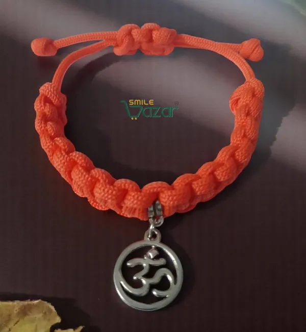 ORANGE_HANDMADE_OM_CHARM_MACRAME_BRACELET_ADJUSTABLE_WRISTBAND_BRACELET_FRIENDSHIP_BAND_FOR_WOMEN_AND_MEN_SKIN_FRIENDLY