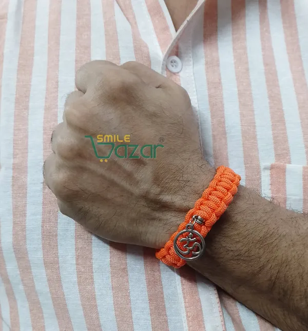 ORANGE_HANDMADE_OM_CHARM_MACRAME_BRACELET_ADJUSTABLE_WRISTBAND_BRACELET_FRIENDSHIP_BAND_FOR_WOMEN_AND_MEN_SKIN_FRIENDLY