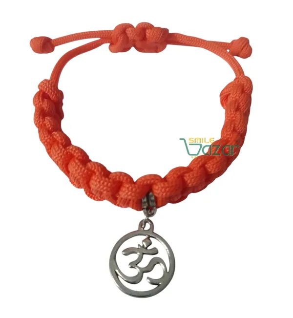 ORANGE_HANDMADE_OM_CHARM_MACRAME_BRACELET_ADJUSTABLE_WRISTBAND_BRACELET_FRIENDSHIP_BAND_FOR_WOMEN_AND_MEN_SKIN_FRIENDLY