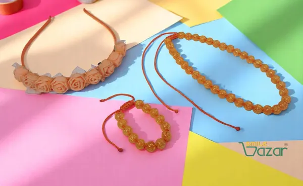 ORANGE_Handmade_Adjustable_Lovely_Kids_/_Girls_Beaded_Necklace_,_Bracelet_&_Hairband_Sets__for_Princess_Girls_Gift__Jewellery