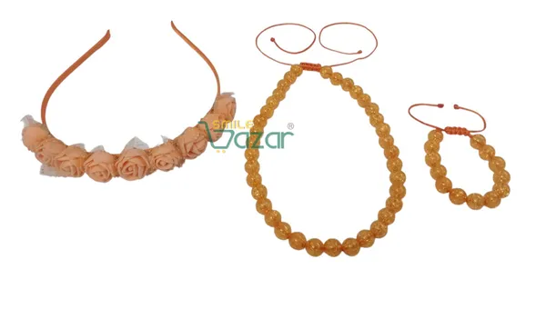 ORANGE_Handmade_Adjustable_Lovely_Kids_/_Girls_Beaded_Necklace_,_Bracelet_&_Hairband_Sets__for_Princess_Girls_Gift__Jewellery
