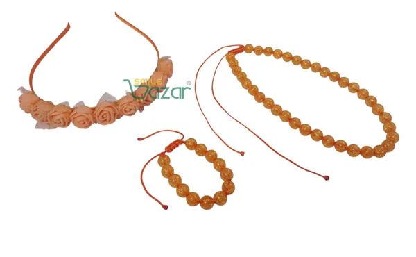 ORANGE_Handmade_Adjustable_Lovely_Kids_/_Girls_Beaded_Necklace_,_Bracelet_&_Hairband_Sets__for_Princess_Girls_Gift__Jewellery