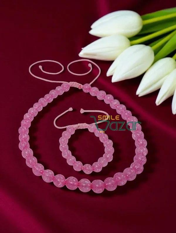 PINK_-_Handmade_Adjustable_Lovely_Kids_Girl's_Beaded_Necklace_&_Bracelet_Sets_Princess_for_Kids_Girl's_Necklace_and_Bracelet_Girl's_Gift__Jewellery__for_Princess__