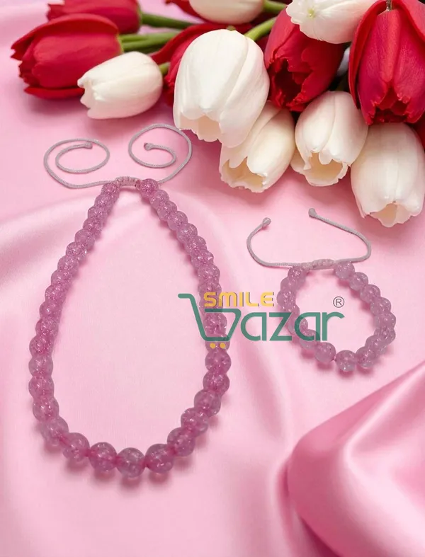 PINK_-_Handmade_Adjustable_Lovely_Kids_Girl's_Beaded_Necklace_&_Bracelet_Sets_Princess_for_Kids_Girl's_Necklace_and_Bracelet_Girl's_Gift__Jewellery__for_Princess__