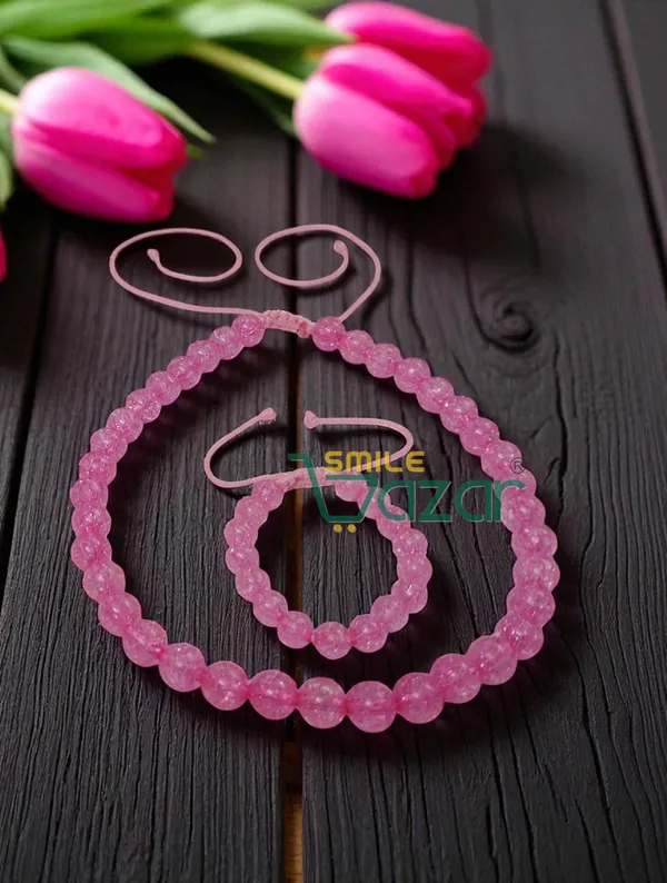 PINK_-_Handmade_Adjustable_Lovely_Kids_Girl's_Beaded_Necklace_&_Bracelet_Sets_Princess_for_Kids_Girl's_Necklace_and_Bracelet_Girl's_Gift__Jewellery__for_Princess__