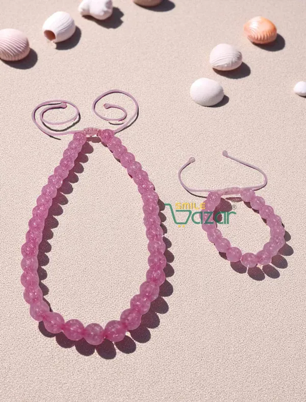 PINK_-_Handmade_Adjustable_Lovely_Kids_Girl's_Beaded_Necklace_&_Bracelet_Sets_Princess_for_Kids_Girl's_Necklace_and_Bracelet_Girl's_Gift__Jewellery__for_Princess__