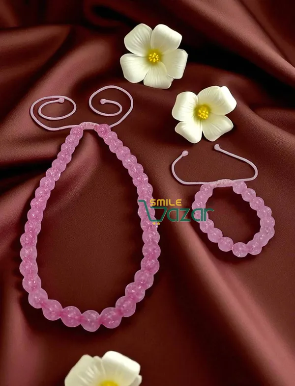 PINK_-_Handmade_Adjustable_Lovely_Kids_Girl's_Beaded_Necklace_&_Bracelet_Sets_Princess_for_Kids_Girl's_Necklace_and_Bracelet_Girl's_Gift__Jewellery__for_Princess__