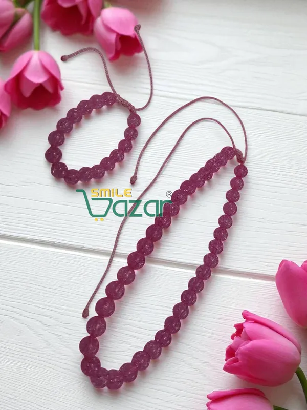 PINK_-_Handmade_Adjustable_Lovely_Kids_Girl's_Beaded_Necklace_&_Bracelet_Sets_Princess_for_Kids_Girl's_Necklace_and_Bracelet_Girl's_Gift__Jewellery__for_Princess__